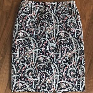 J Crew No. 2 Pencil Skirt in Feather Paisley-EUC
